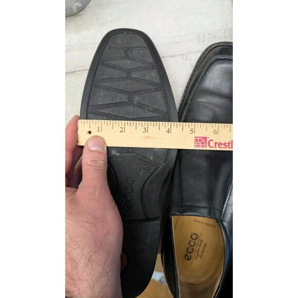 ✅Mens 44 Extra Wide ECCO Black Leather Slip on Apron Toe Dress Shoes Loafers main image 7
